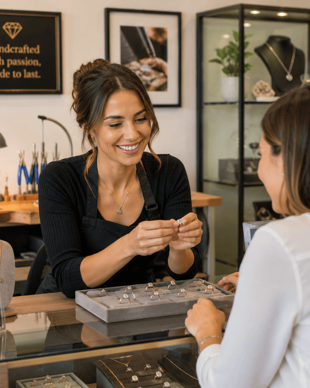 Jewelry showcase consultation